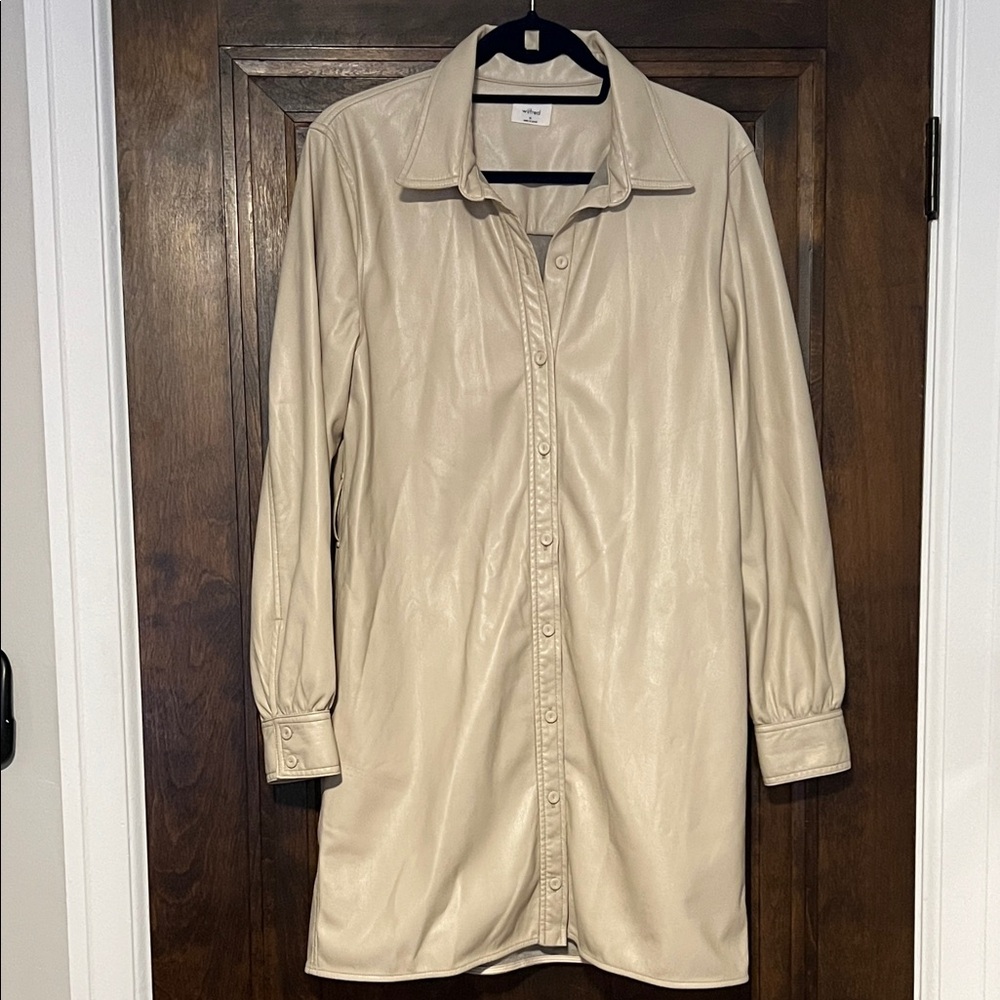 Aritzia Wilfred Caroline Vegan Leather Button Down Dress - M